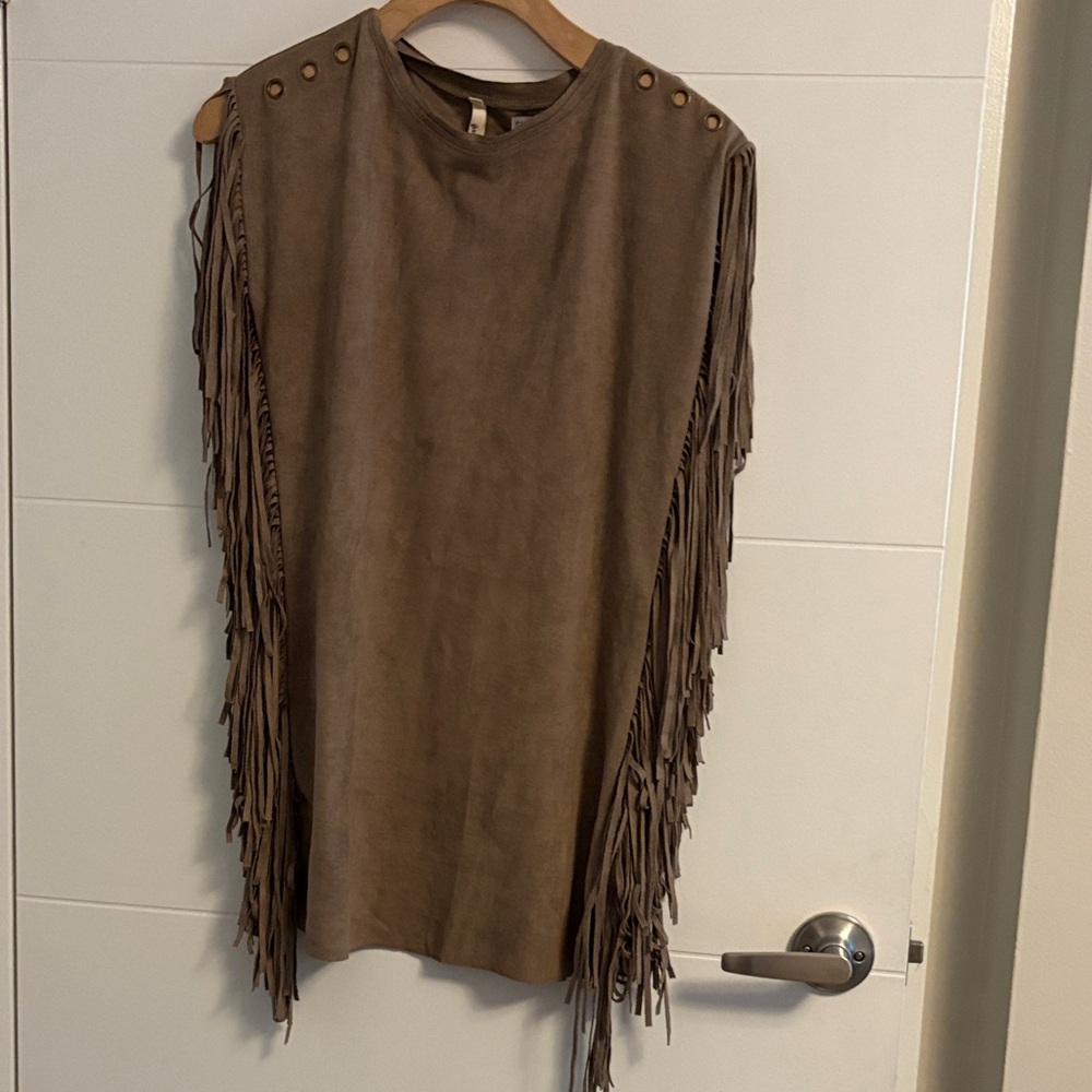 Fringe Sleeveless Brown Dress
